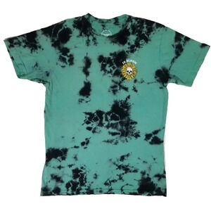 Last Call Co "In Bloom" Skull Sunflower Blue Black Tie Dye T-Shirt Men's Size M